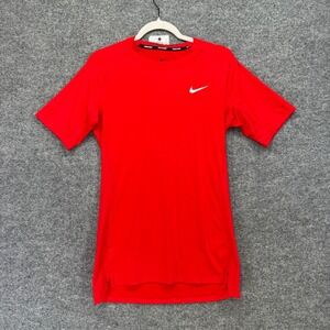 Nike Pro Compression Shirt Mens Large Red Tight Fit Athletic Gym Short Sleeve